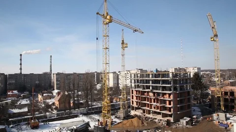 Working crane on the construction of the house. 스톡 동영상 86149968