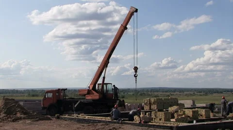 Working crane at a construction site Stock Footage 40732594