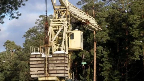 Working crane at construction site in summer Stock Footage 72071466