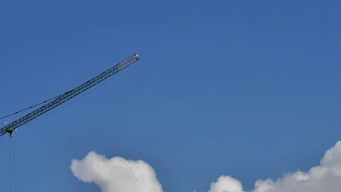 Working crane with timelapse clouds Stock Footage 72229246