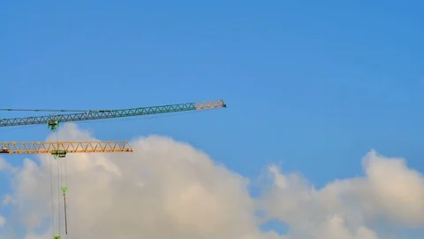 Working crane with timelapse clouds Stock Footage 72231259