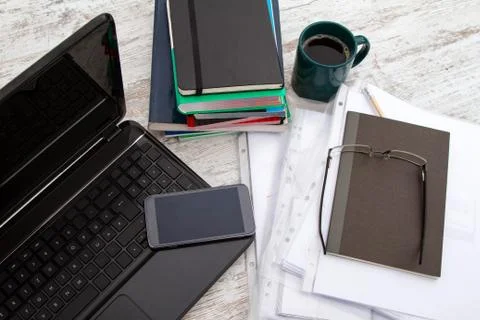 Working with a cup of coffee Stock Photos