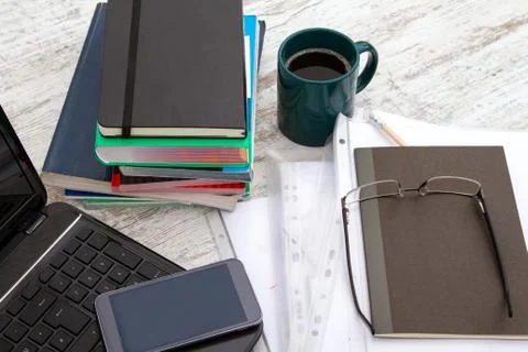 Working with a cup of coffee Stock Photos