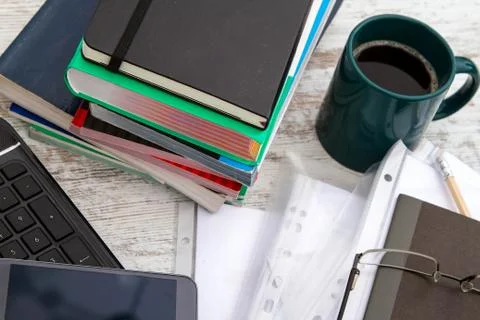 Working with a cup of coffee Stock Photos