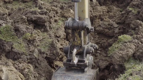 Working Cup Mud Small Excavator Stock Footage 295062816