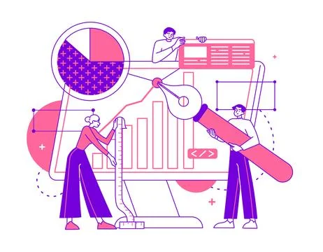 Working with data business process Illustrazione stock