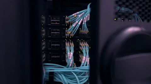 Working data center, door open. 動画素材 145370734