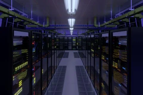 Working data center interior. Stock Photos