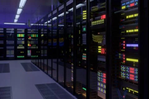 Working data center interior. Foto stock