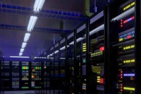 Working data center interior. Stock Photos