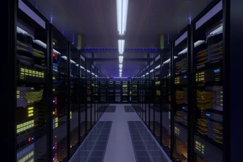 Working data center interior. Foto stock