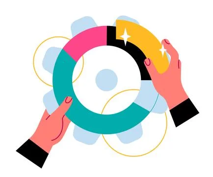 Working with data, hands, chart Stock Illustration