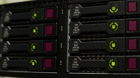 Working data servers with flashing LED lights Stock Footage 56560753