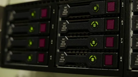 Working data servers with flashing LED lights Stock Footage 56561511