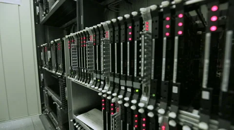 Working data servers with flashing LED lights Stock Footage 59161847