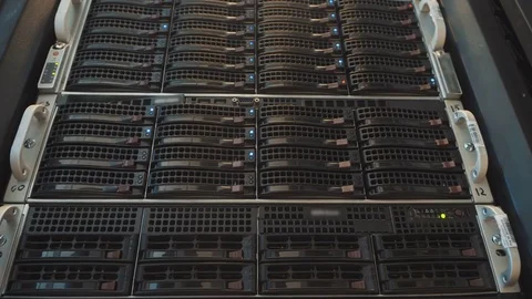 Working data servers with flashing LED lights Video stock 72971145