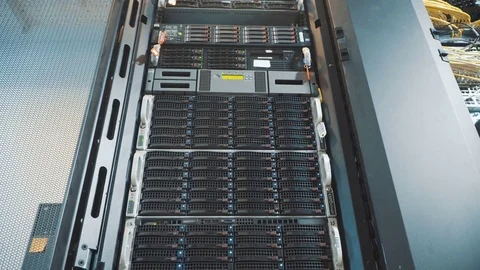 Working data servers with flashing LED lights Video stock 72971775