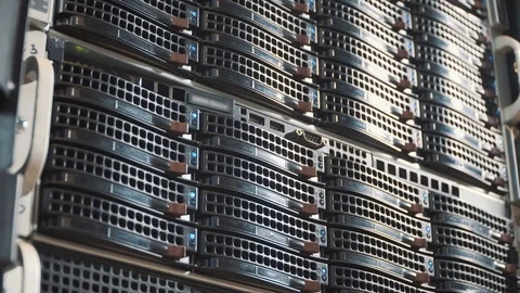 Working data servers with flashing LED lights Video stock 72972203