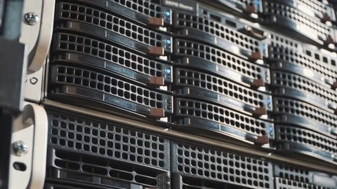 Working data servers with flashing LED lights Video stock 72972658