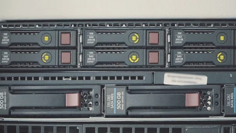 Working data servers with flashing LED lights Video stock 72976282