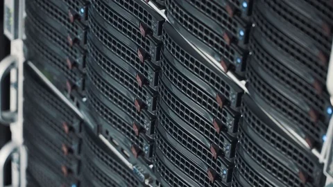 Working data servers with flashing LED lights Video stock 72977405