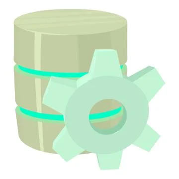 Working database icon, cartoon style Illustrazione stock