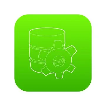 Working database icon green Illustrazione stock