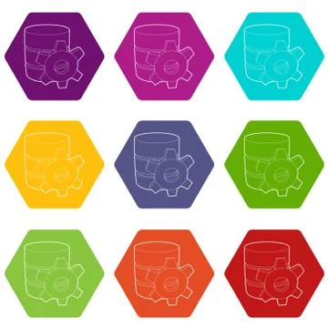 Working database icons set 9 Illustrazione stock
