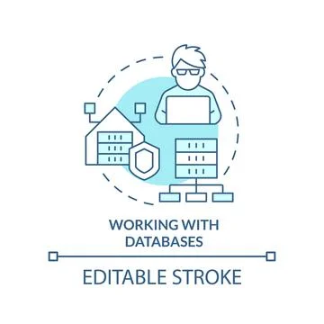 Working with databases turquoise concept icon Stock Illustration