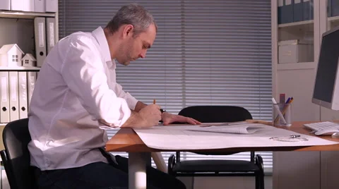 The Working Day of the Architect, Engineer Stock Footage 63656504