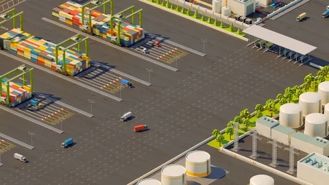 Working day in busy maritime container port. Loading cargo ship. 動画素材 82808409