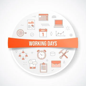 Working days concept with icon concept with round or circle shape Stock-Illustration