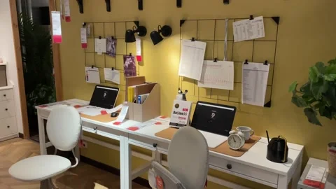 Working desk in room at IKEA Store Bang Yai inside Central Plaza Westgate Stock Footage 171595455