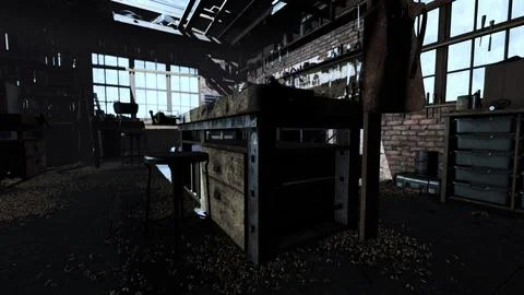 The working desk in wood workshop Stock Illustration