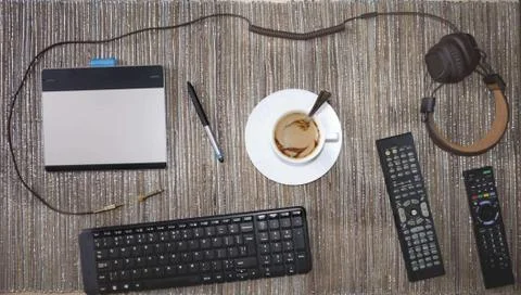 Working desktop concept idea Stock Photos