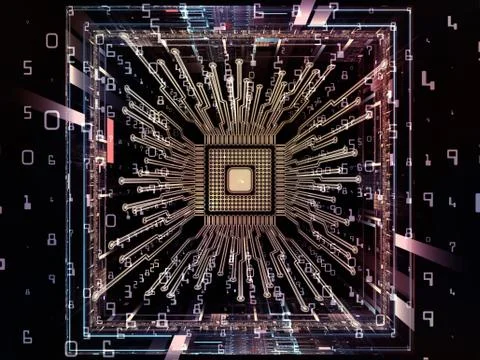 Working Digital Processor Ilustração Stock