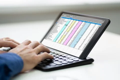 Working With Digital Software Spreadsheet Report Stock Photos