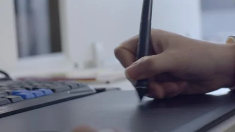 Working with a digital tablet (close-up) Stock Footage 240973266