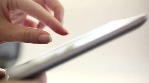 Working on digital tablet HD 1080i Stock Footage 34344989