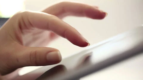 Working on digital tablet HD 1080i Stock Footage 34345003