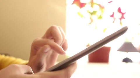 Working on digital tablet HD 1080i Stock Footage 35722392