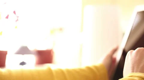 Working on digital tablet HD 1080i Stock Footage 35722397