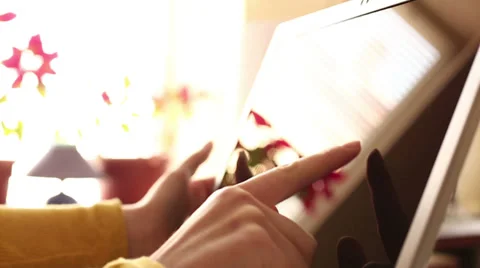 Working on digital tablet HD 1080i Stock Footage 35723712