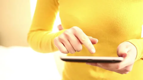 Working on digital tablet HD 1080i Stock Footage 35723740