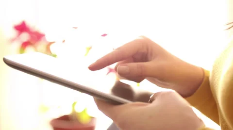 Working on digital tablet HD 1080i Stock Footage 35727350