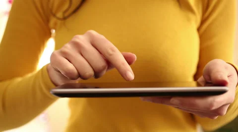 Working on digital tablet HD 1080i Stock Footage 35727391