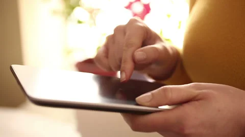 Working on digital tablet HD 1080i Stock Footage 35727406