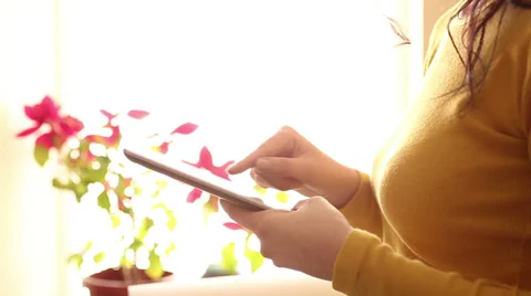 Working on digital tablet HD 1080i Stock Footage 35727414