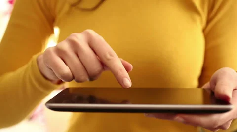 Working on digital tablet HD 1080i Stock Footage 35727418