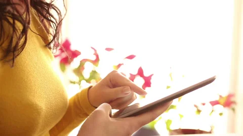 Working on digital tablet HD 1080i Stock Footage 35737668